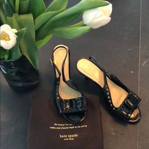 Kate Spade Black Leather Heels with Bow